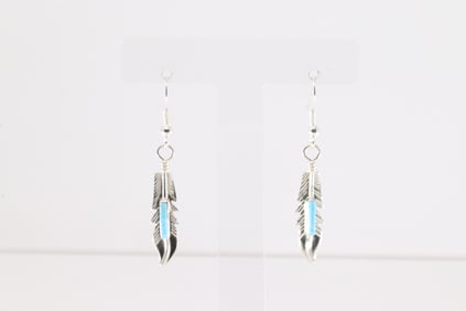 Native America Navajo Sterling Silver Turquoise Dangling Earring's.