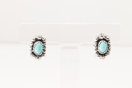 Native America Navajo Sterling Silver Turquoise Post Earring's By Mike Smith.