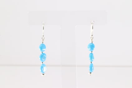Native America Navajo Sterling Silver Turquoise Dangling Earring's.