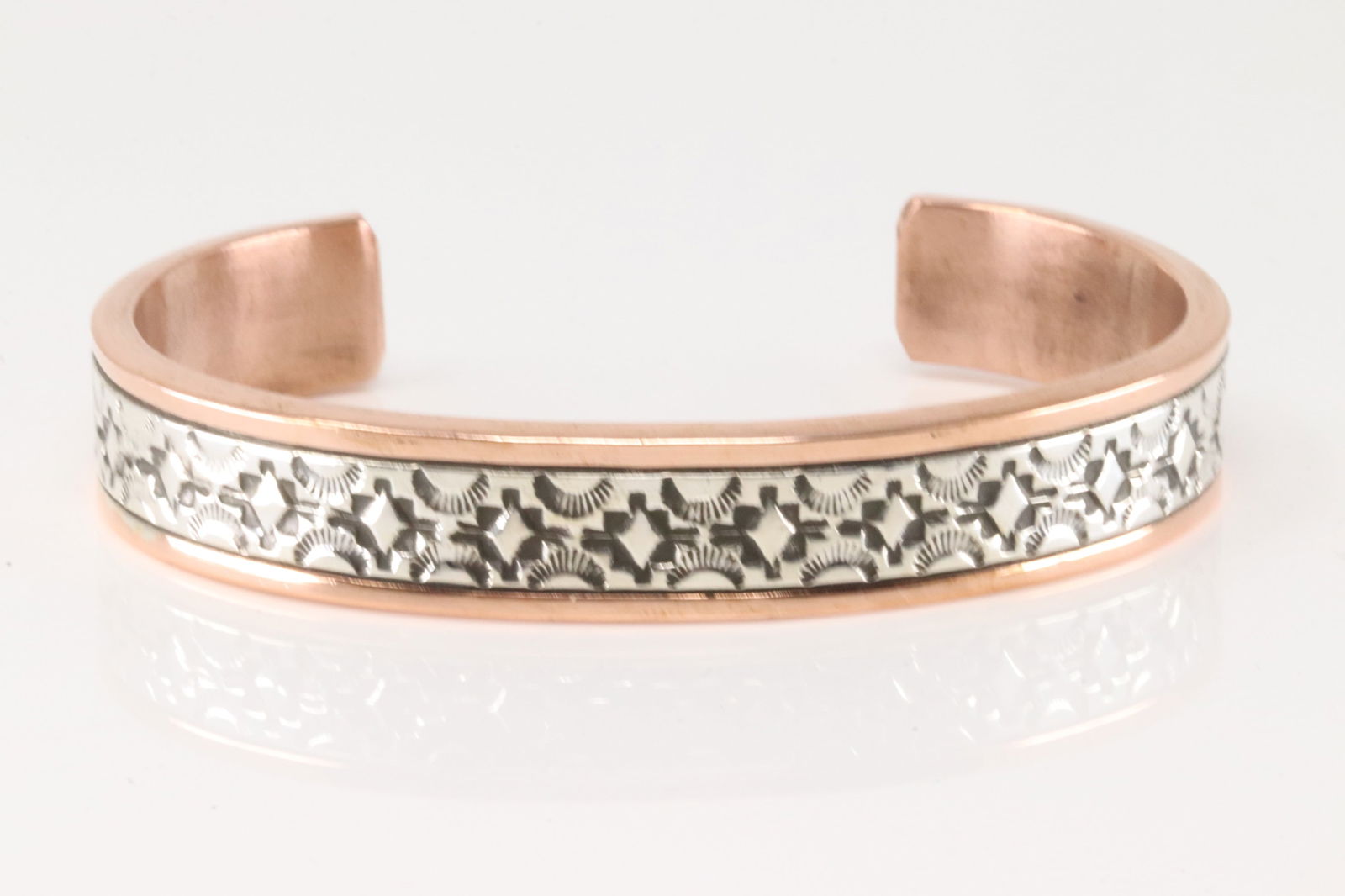 Native America Navajo Sterling Silver Copper Bracelet Cuff By Wylie Secatero. (1 of 4)