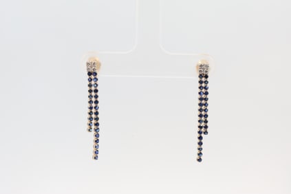 Sapphire & Diamond Stud Earring 14Kt.
