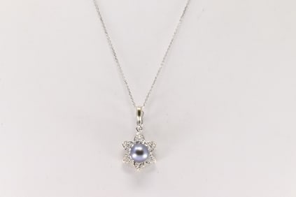 Pearl & Diamond Pendant / Necklace 14Kt.