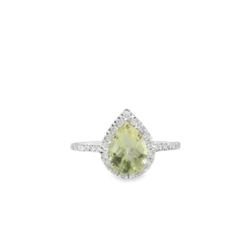 Green Amethyst & Diamond Ring 10Kt.