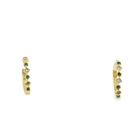 Emerald & Diamond Hoop Earring 14Kt.