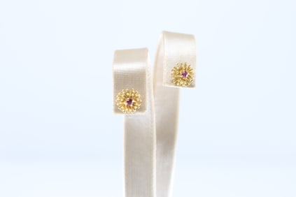 Ruby Stud Earring 14Kt.