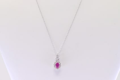 Ruby & Diamond Pendant / Necklace 10Kt.