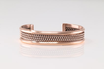 Native America Navajo Copper Bracelet Cuff By Elaine Tahe.