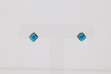 Native America Navajo Sterling Silver Turquoise Post Earring's By Robertson Martinez.