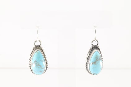 Native America Navajo Sterling Silver Kingman Turquoise Dangling Earring's By Sheryl Kee.