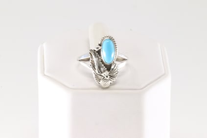 Native America Navajo Sterling Silver Turquoise Ring By Robert Martinez.