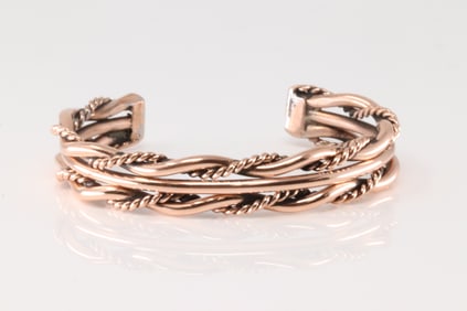 Native America Navajo Copper Bracelet Cuff By Elaine Tahe.