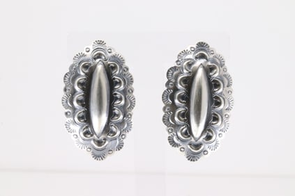Native America Navajo Sterling  Silver Conch Post Earring's By Gabrielle Yazzie.