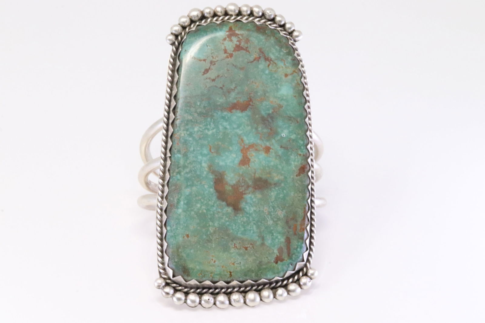Native America Navajo Sterling Silver Kingman Turquoise Bracelet Cuff By Danny Hinio. (1 of 5)