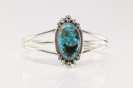 Native America Navajo Sterling Silver Turquoise Bracelet Cuff By Daniel Benally.