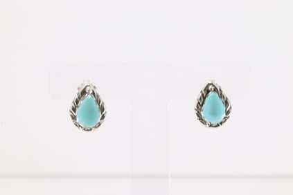 Native America Navajo Sterling Silver Turquoise Post Earring's By Freida Martinez.