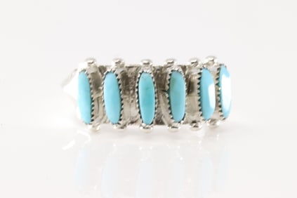 Native America Zuni Sterling Silver Turquoise Ring By Paloma.