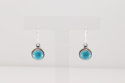 Native America Navajo Sterling Silver Turquoise Dangling Earring's By Sharon McCarthy.