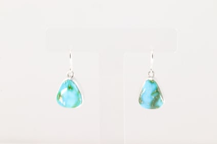 Native America Navajo Sterling Silver Sonora Gold Turquoise Dangling Earring's By T.