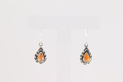 Native American Navajo Sterling Silver S[piny Osyter Dangling Earring's By Annette Chiquito.