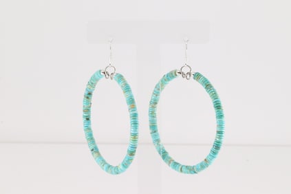 Native America Navajo Sterling Silver Turquoise Dangling Earring's.