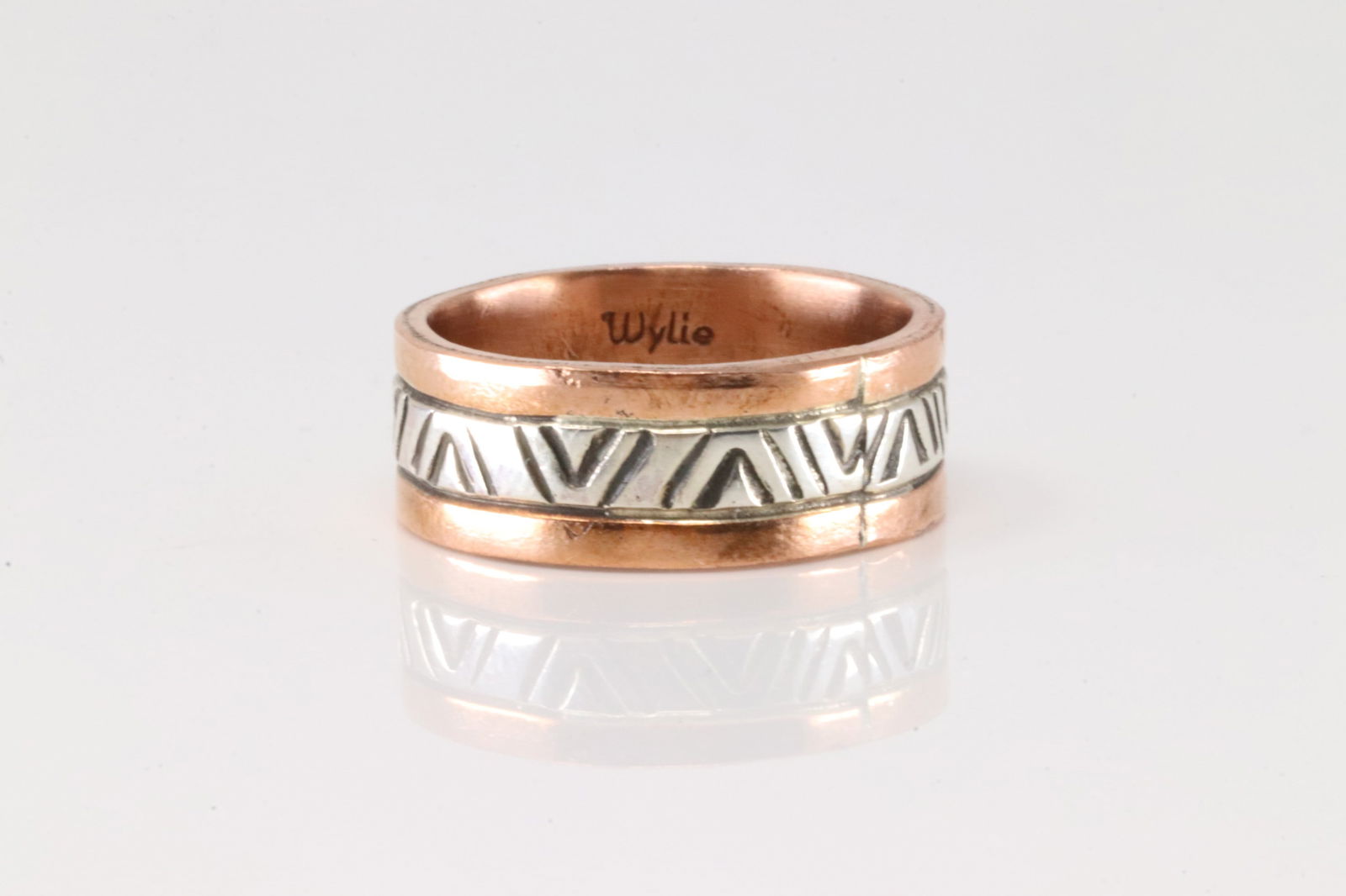 Native America Navajo Sterling Silver Copper Ring By Wylie Secatero. (1 of 3)