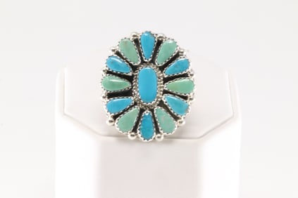 Native America Navajo Sterling Silver Turquoise Ring By Alicia Wilson.