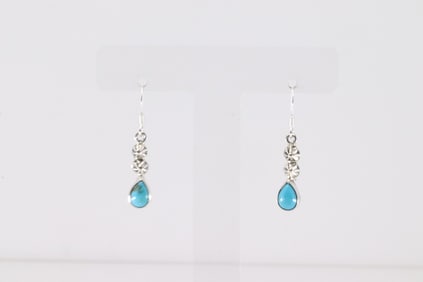 Native America Navajo Sterling Silver Turquoise Dangling Earring's By Verley Betone.