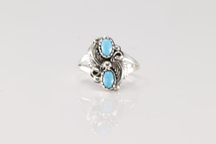 Native America Navajo Sterling Silver Turquoise Ring By Alice R.Saunders.
