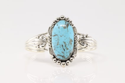 Native America Navajo Sterling Silver Turquoise Bracelet Cuff By Emerson Delgarito.