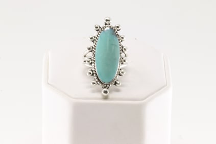 Native America Navajo Sterling Silver Turquoise Ring By Mike Smith.