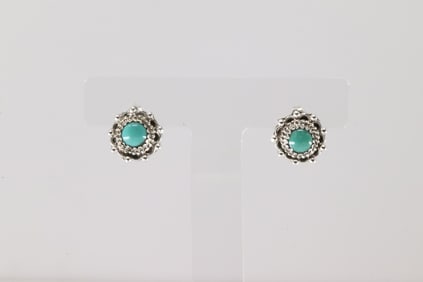 Native America Navajo Sterling Silver Turquoise Post Earring's By Emery Spencer.