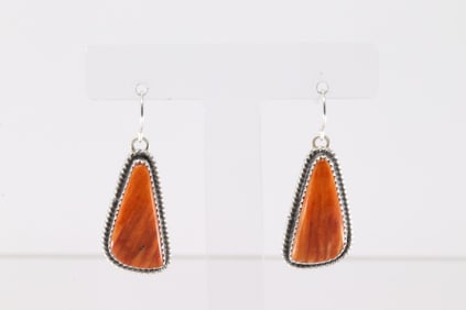 Native America Navajoi Sterling Silver Spiny Osyter Dangling Earring's By Virginia Becenti.