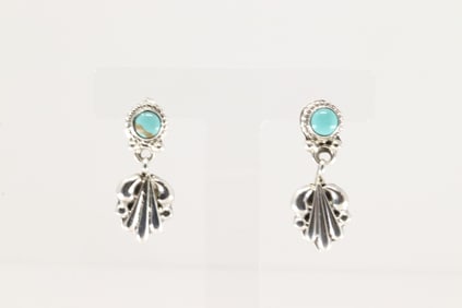 Native America Navajo Sterling Silver Turquoise Post / Dangling Earring's By Annette Chiquito.