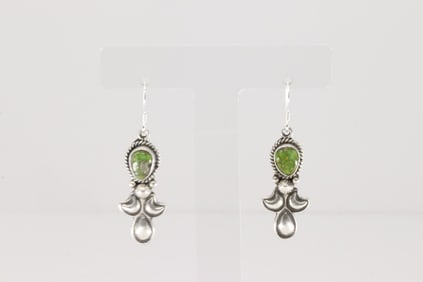Native American Navajo Sterling Silver Sonora Gold Turquoise Dangling Earring's By Verley Betone.
