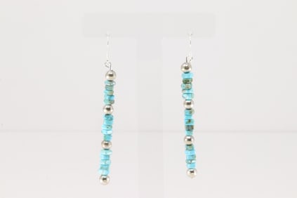 Native America Navajo Sterling Silver Turquoise Dangling Earring's.