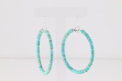 Native America Navajo Sterling Silver Turquoise Dangling Earring's.
