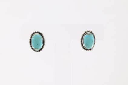 Native America Navajo Sterling Silver Kingman Turquoise Post Earring's By Sheryl Kee.