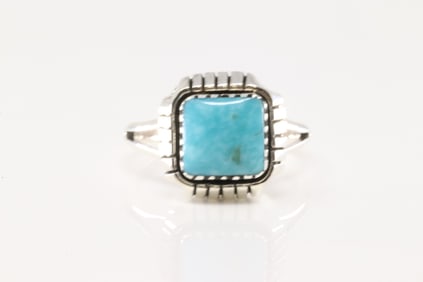 Native America Navajo Sterling Silver Turquoise Ring By Rosie Ross.