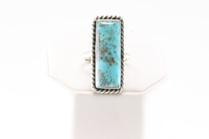 Native America Navajo Sterling Silver Turquoise Ring By A.L.