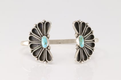 Native America Navajo Sterling Silver Kingman Turquoise Bracelet By Geraldine James.