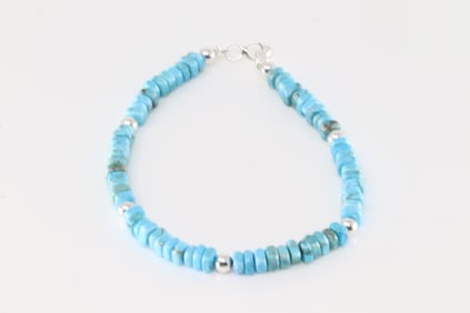 Native America Navajo Sterling Silver Turquoise Bracelet Link.