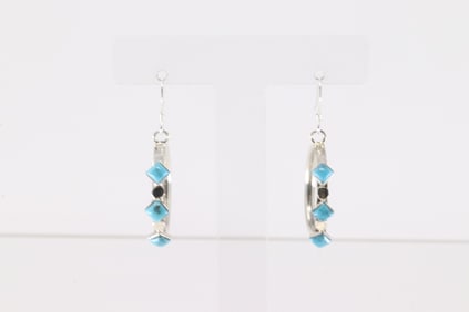 Native America Navajo Sterling Silver Turquoise Dangling Earring's By Phyllis A.Smith.