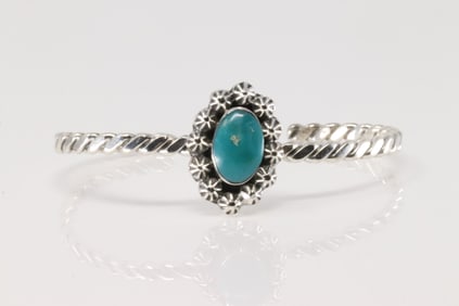 Native America Navajo Sterling Silver Turquoise Bracelet Cuff By Mike Smith.