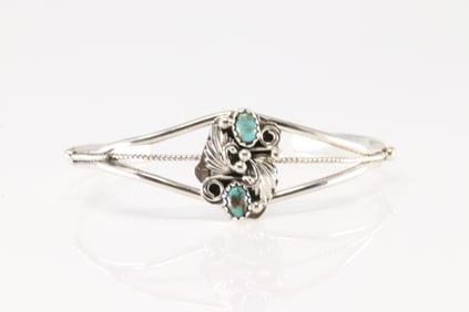 Native America Navajo Sterling Silver Turquoise Bracelet Cuff By Jerryson Henio