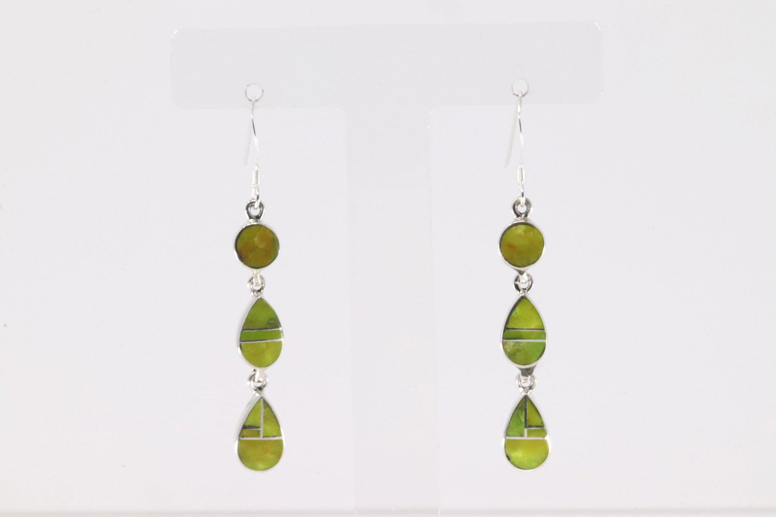Native America Navajo Sterling Silver Turquoise Inlay Dangling Earring's By James Manygoats.: This is a Native America Navajo Sterling Silver Turquoise Inlay Dangling Earring's By James Manygoats.