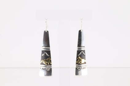 Native America Navajo Sterling Silver Dangling Earring's By T&R Singer.