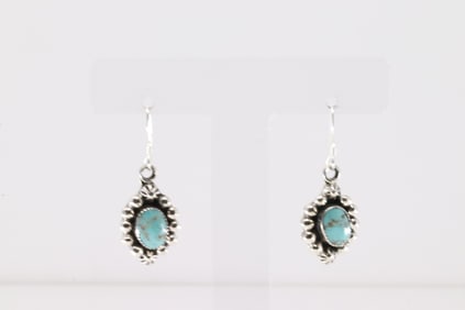 Native America Navajo Sterling Silver Turquoise Dangling Earring's By Sarah Yazzie.