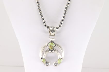 Native American Navajo Sterling Silver Palomino Naja Necjklace By Samuel Yellowhair.