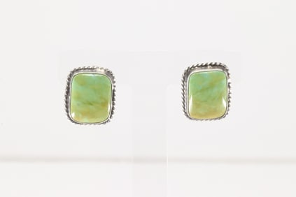 Native America Navajo Sterling Silver Kingman Turquoise Post Earring's By Sheryl Kee.