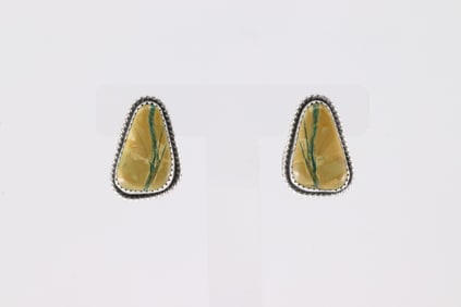 Native America Navajo Sterling Silver Boulder Turquoise Post Earring's By Virginia Becenti.